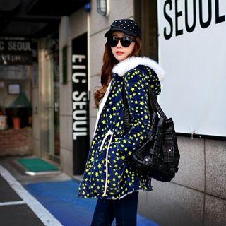 Furry-trim Fleece Hooded Coat