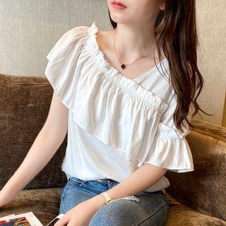 Asymmetrical Ruffled Blouse