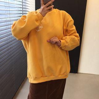 Graphic Print Sweatshirt / Midi A-line Corduroy Skirt