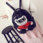 Faux-leather Bear-applique Backpack