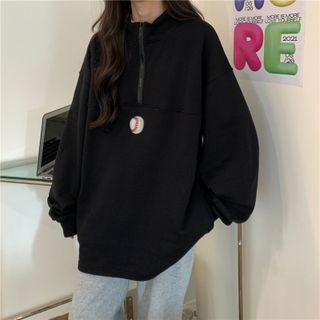 Half-zip Baseball Embroidered Sweatshirt