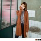 Open Front Double Pocket Long Cardigan