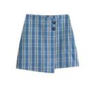 Plaid Asymmetrical A-line Short Skirt