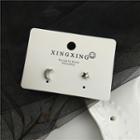 925 Sterling Silver Asymmetric Moon Stud Earring 1 Pcs - S925 Sterling Silver - Earring - Star & Crescent - Silver - One Size