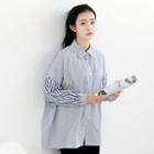 Striped Panel Loose Fit Shirt