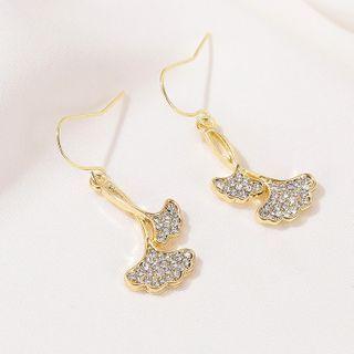 Rhinestone Leaf Dangle Earring 1 Pair - 01 - 5122 - Gold - One Size