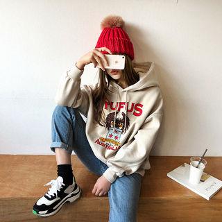 Graphic Print Distressed Hoodie