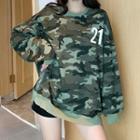Lettering Camo Print Pullover Camouflage - One Size