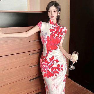 Floral Skinny Split Dress