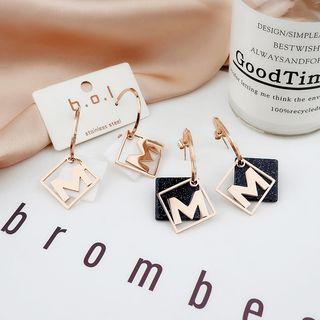 Stainless Steel Letter M Dangle Earring