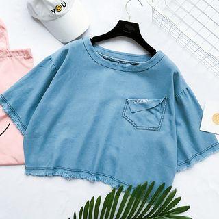 Loose-fit Cropped Batwing-sleeve Top