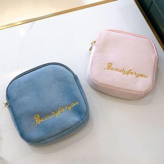 Lettering Embroidered Sanitary Pouch