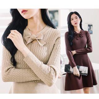 Bow A-line Knit Dress