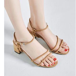 Open Toe Strappy Block Heel Sandals