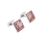 Elegant Ethnic Style Red Geometric Square Enamel Cufflinks Silver - One Size