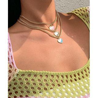 Yin And Yang Heart Pendant Alloy Choker