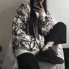 Oversized Patterned Zip Hoodie