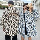 Couple Matching Leopard Print Fleece Zipped Jacket