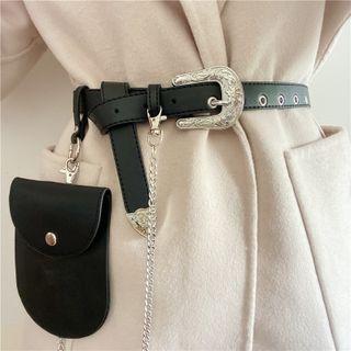 Faux Leather Belt Bag 1 Pc - Faux Leather Belt Bag - Black - One Size