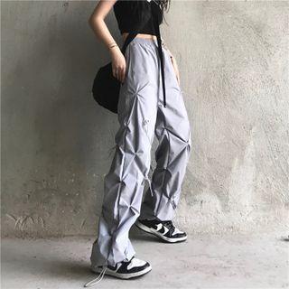 Elastic Waist Ruched Drawstring Joggers