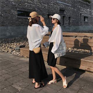Chiffon Jacket / Sleeveless A-line Dress / Midi Dress