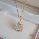 Faux Crystal Rhinestone Pendant Sterling Silver Necklace Blue & Gold - One Size