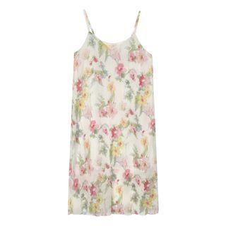 V-neck Flower Printed Spaghetti-strap Dress Flower - One Size