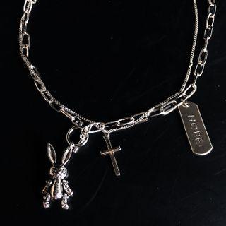 Layer Necklace Necklace - Rabbit - Silver - One Size