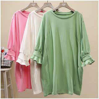 Plain Bell-sleeve Long T-shirt