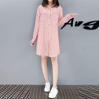 Printed Stripe Shirtdress