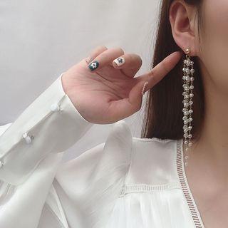 Rhinestone Fringe Tassel Dangle Earring 1 Pair - Gold - One Size
