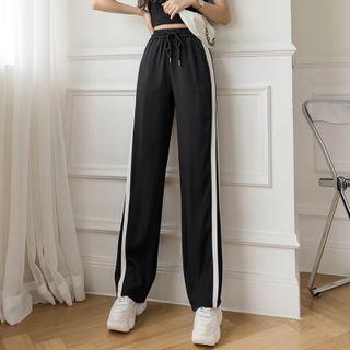 Striped High-waist Straight-leg Sweatpants