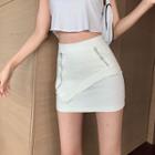 High-waist Asymmetric Zip Mini Pencil Skirt