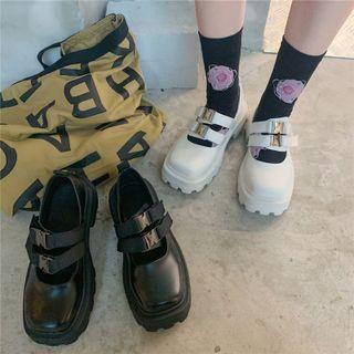 Buckle Platform Block Heel Mary Jane Shoes