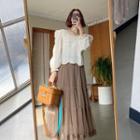 Band-waist Lace-detail Tulle Skirt