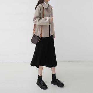 Buttoned Wool Jacket Camel - One Size