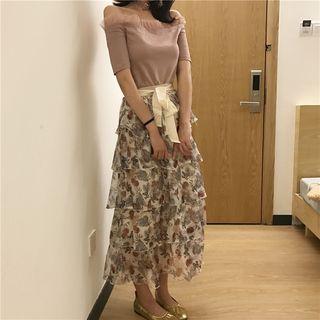 Ruffle High-waist Chiffon Skirt