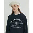 Snug Club Letter Sweatshirt Navy Blue - One Size