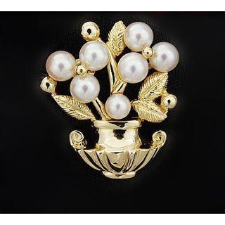 Faux Pearl Plant Brooch