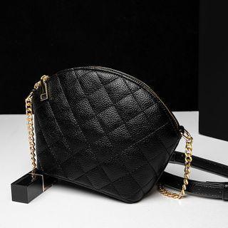 Chain Strap Quilted Crossbody Bag Black - One Size