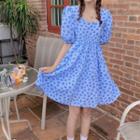 Bow Back Heart Print Short Sleeve Dress