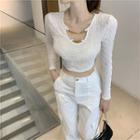Chained Long-sleeve Crop Top