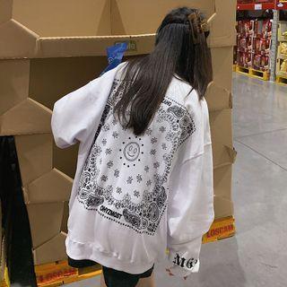 Lettering Paisley Print Sweatshirt