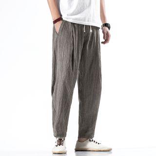 Drawstring-waist Straight-cut Cropped Pants