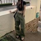 Mid Rise Wide Leg Cargo Pants / Short-sleeve Cropped T-shirt