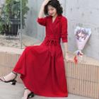 Double-breasted Maxi A-line Coat Dress