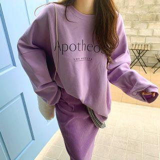 Letter Stripe-layered Oversized Pullover