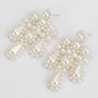 Faux Pearl Fringed Earring 1 Pair - White - One Size