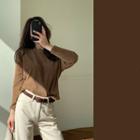Long-sleeve Corduroy Top Camel - One Size