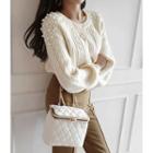 Faux-pearl Embellished Cable-knit Top